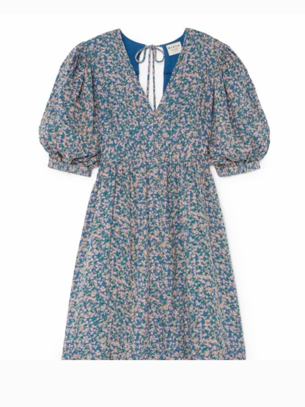 Mirth Perth Backless Puff Sleeve Short Dress in Blueberry Large NWT